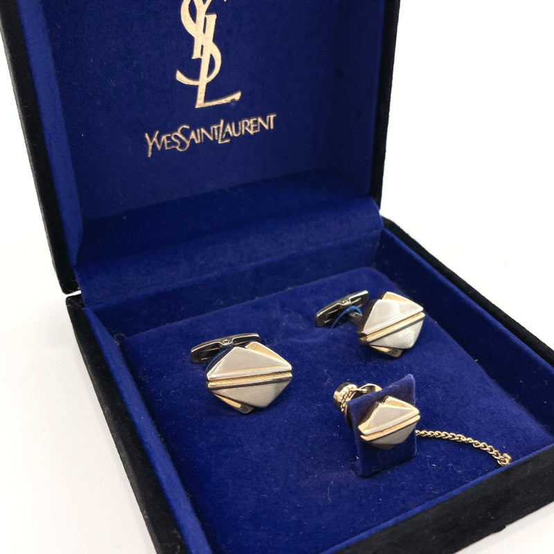 YVES SAINT LAURENT cuffs Tie tuck 2 sets vintage metal Silver Silver mens Used