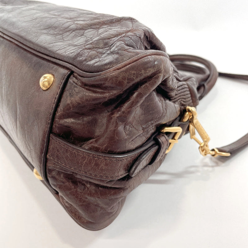 MIUMIU Handbag 2WAY leather Dark brown Women Used