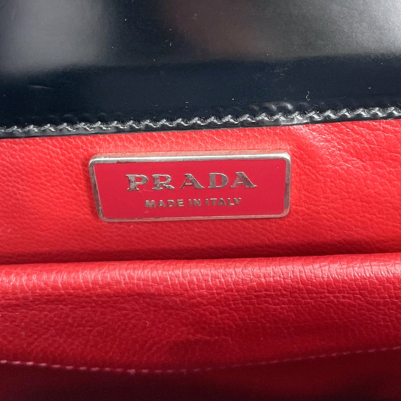 PRADA Handbag purse with a clasp Patent leather Black Women Used