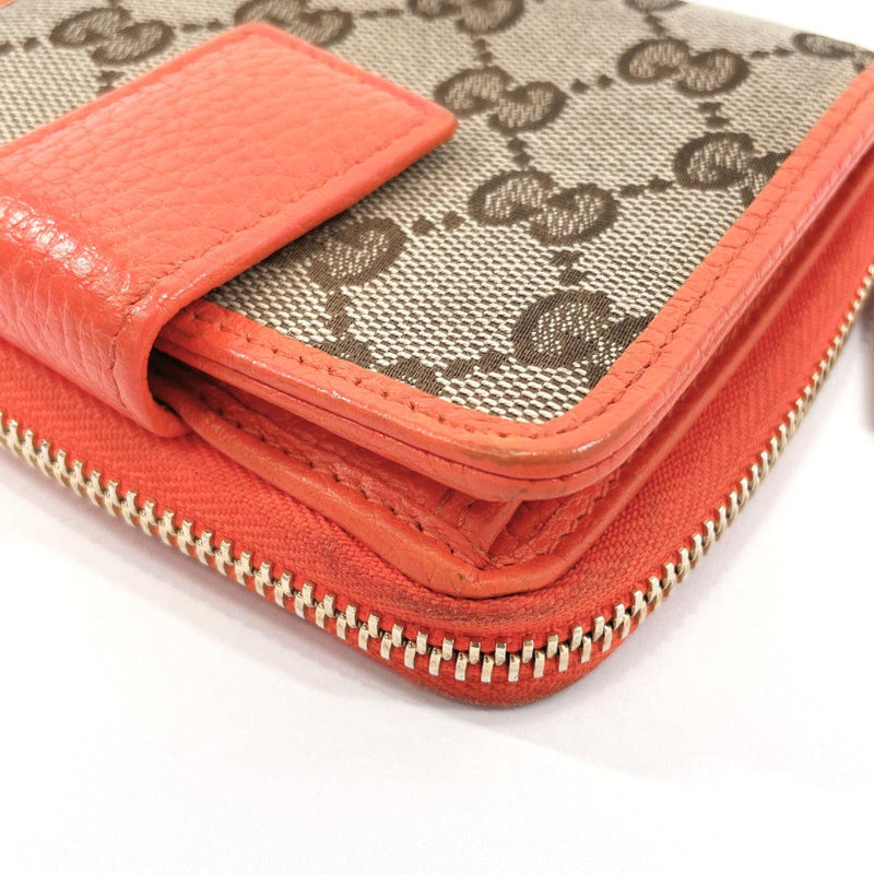 GUCCI wallet Compact zip GG canvas/leather Orange Orange Women Used - JP-BRANDS.com