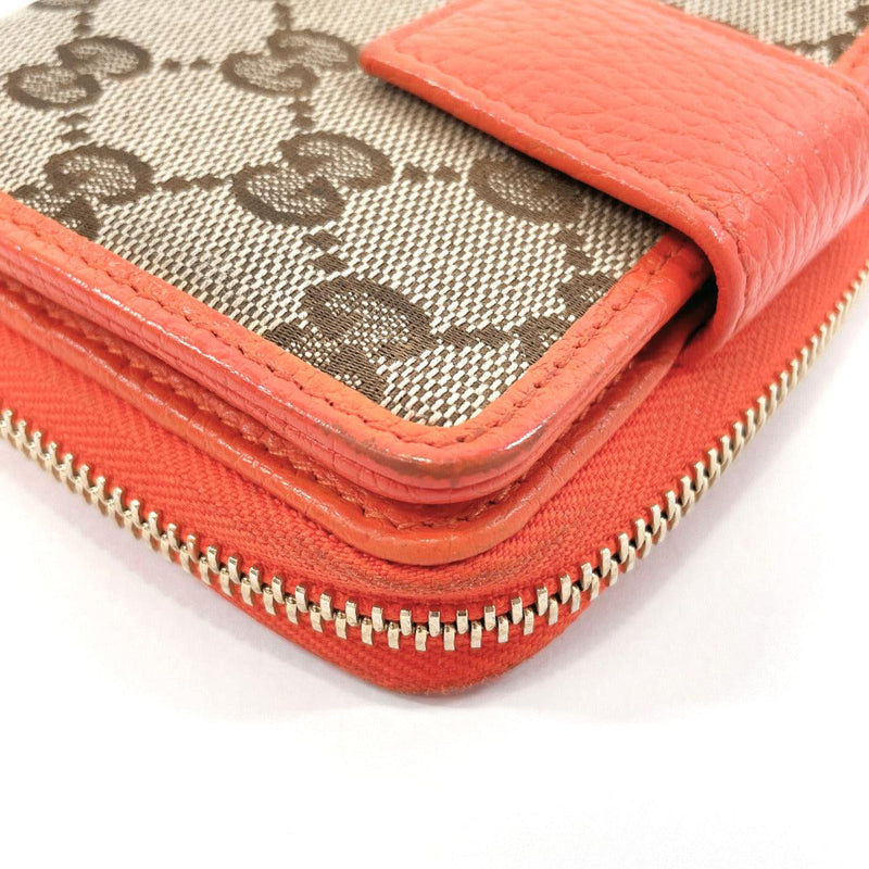 GUCCI wallet Compact zip GG canvas/leather Orange Orange Women Used - JP-BRANDS.com