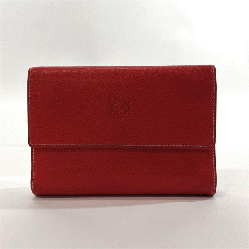 LOEWE Tri-fold wallet leather Red Women Used - JP-BRANDS.com