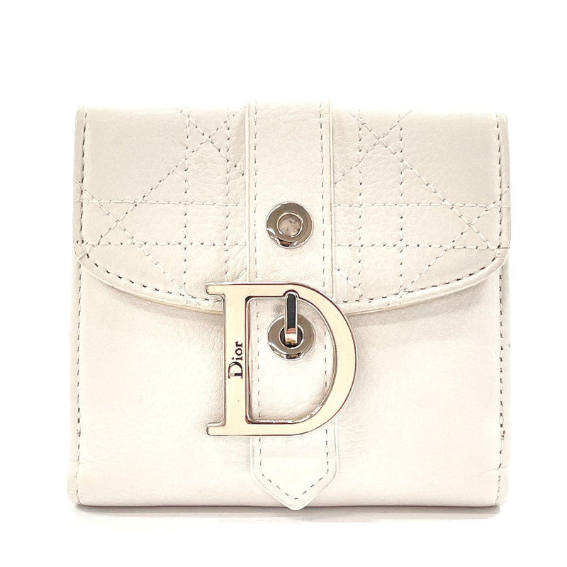 Christian Dior Tri-fold wallet leather white Women Used - JP-BRANDS.com
