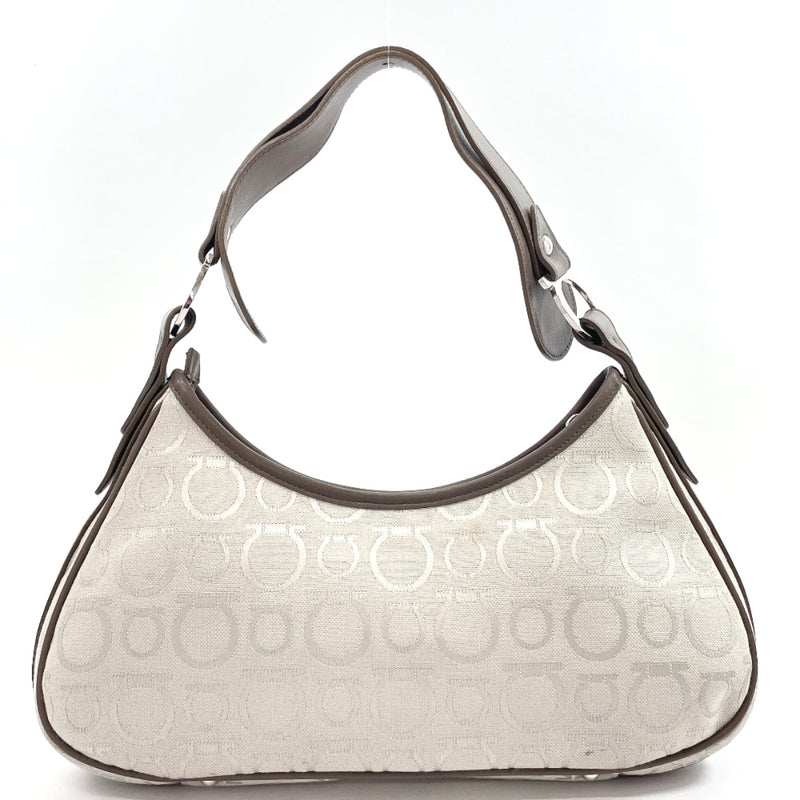Salvatore Ferragamo Shoulder Bag FH-216842 one belt Gancini canvas/leather gray gray Women Used