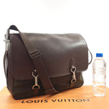 LOUIS VUITTON Shoulder Bag M30168 Del Soo Grizzly Taiga/Nylon Brown Brown Women Used