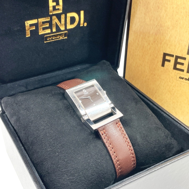 FENDI Watches 5200L quartz Stainless Steel/leather Brown Brown Women Used