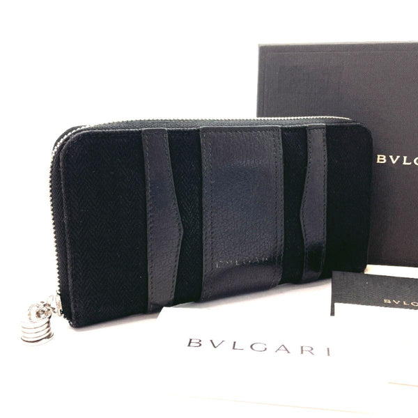 BVLGARI purse Zip Around Be zero one leather/canvas Black mens Used - JP-BRANDS.com