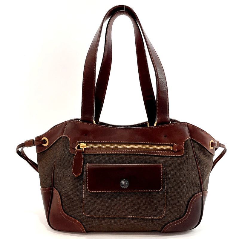 PRADA Tote Bag BR3419 Logo jacquard canvas/leather Brown Women Used