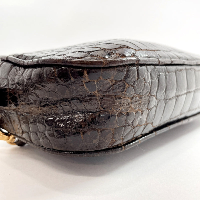 Miu Miu Shoulder Bag Croco embossed leather Dark brown Women Used