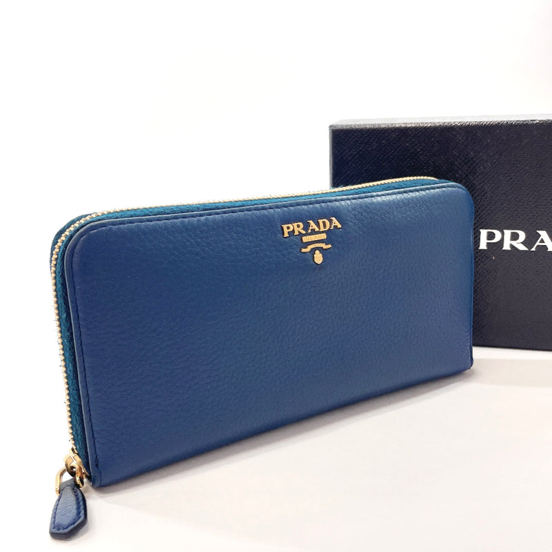 PRADA purse Round zip leather blue unisex Used