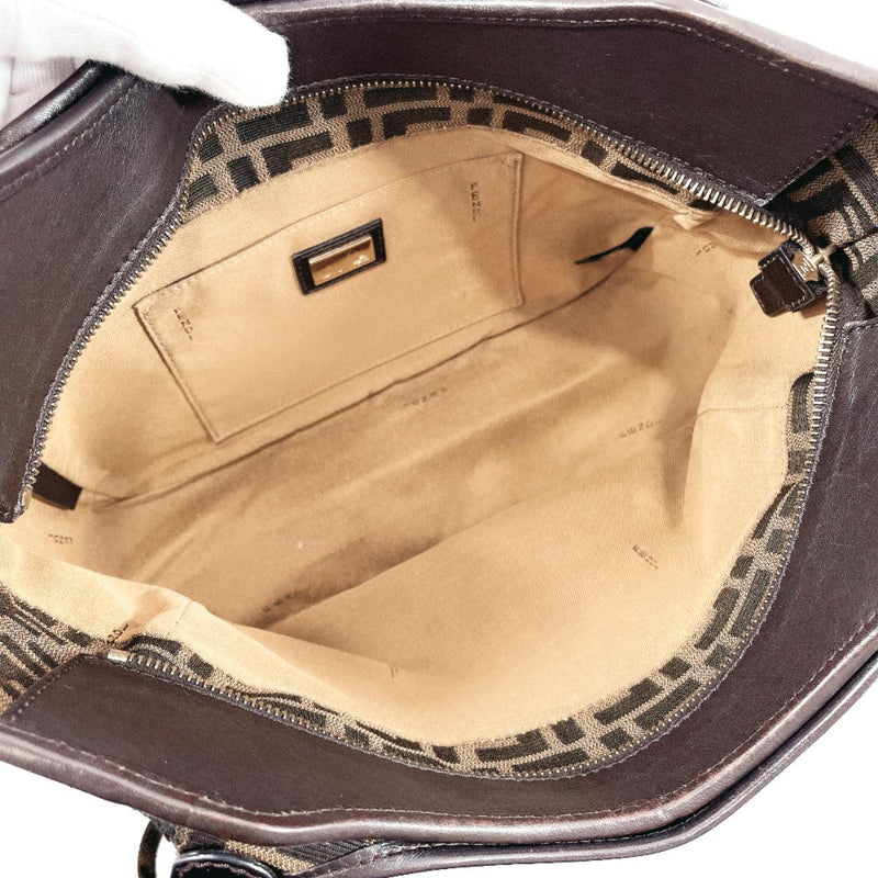 FENDI Handbag 8BH156 Zucca canvas/leather Brown Women Used - JP-BRANDS.com