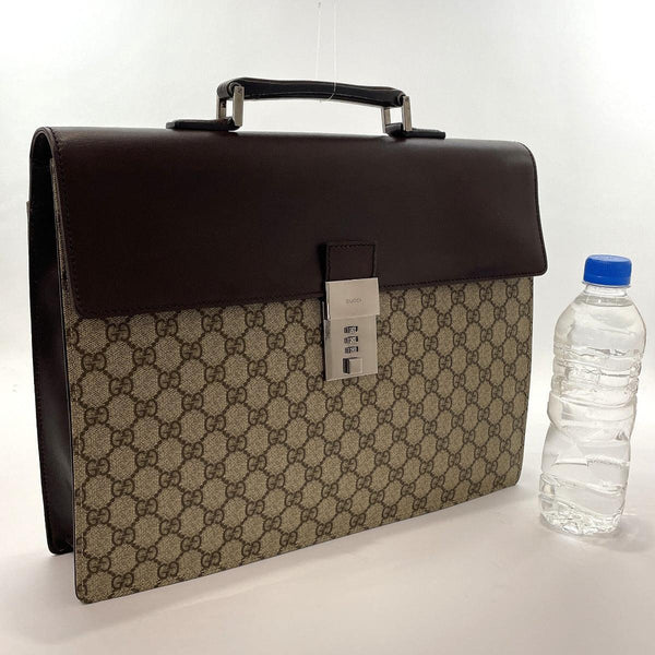GUCCI Briefcase 34044 GG Supreme Canvas/leather Brown mens Used - JP-BRANDS.com