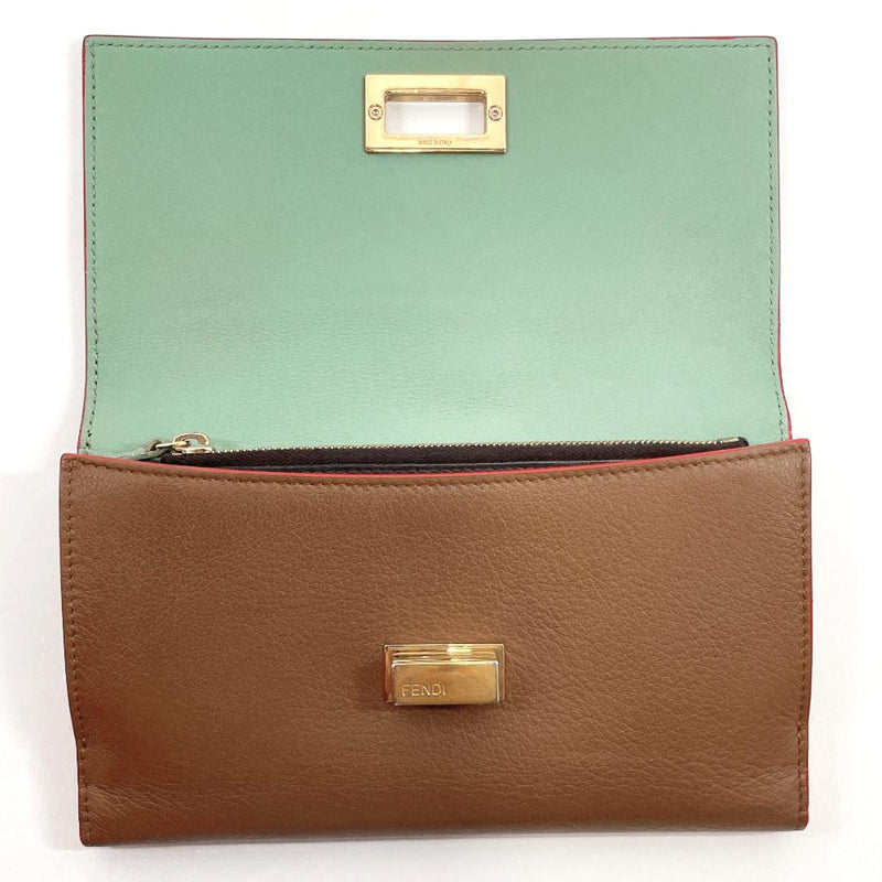 FENDI purse 8M0308 Peekaboo Continental leather Brown Brown Women Used - JP-BRANDS.com