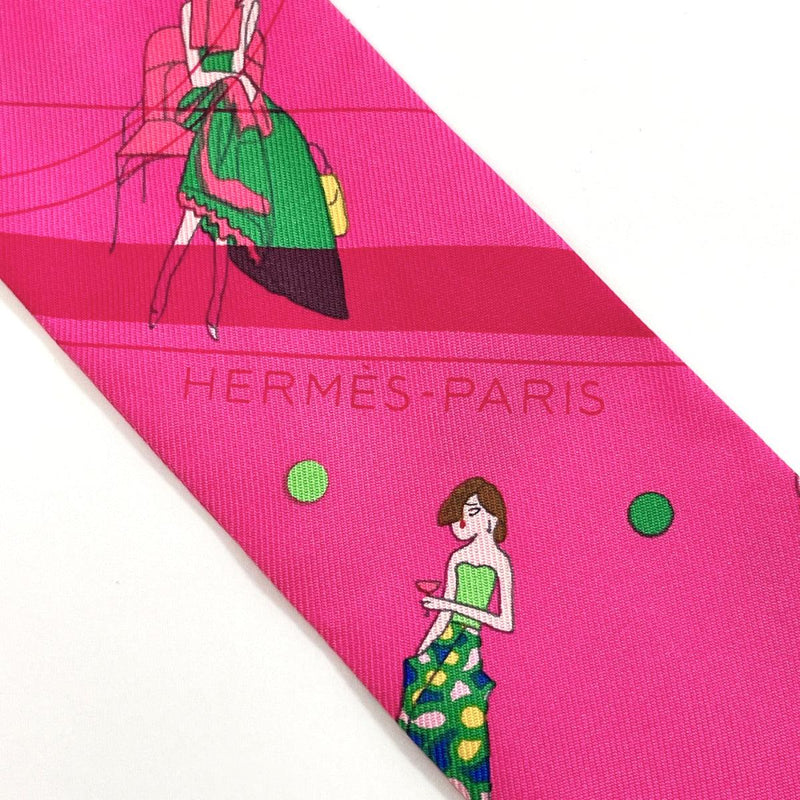 Hermès Hot Pink Flower Twilly Bracelet Scarf