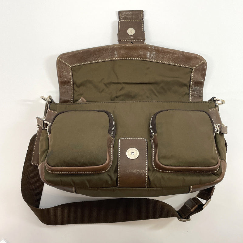 PRADA Shoulder Bag Nylon/leather khaki khaki mens Used