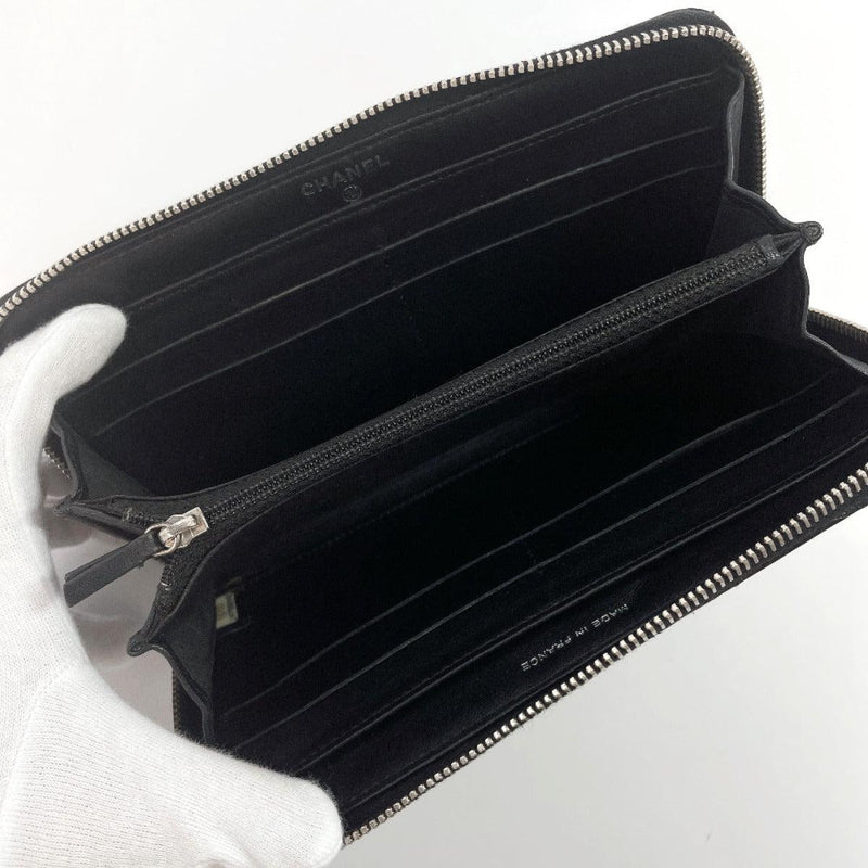 CHANEL purse Zip Around COCO Mark Patent leather Black Women Used