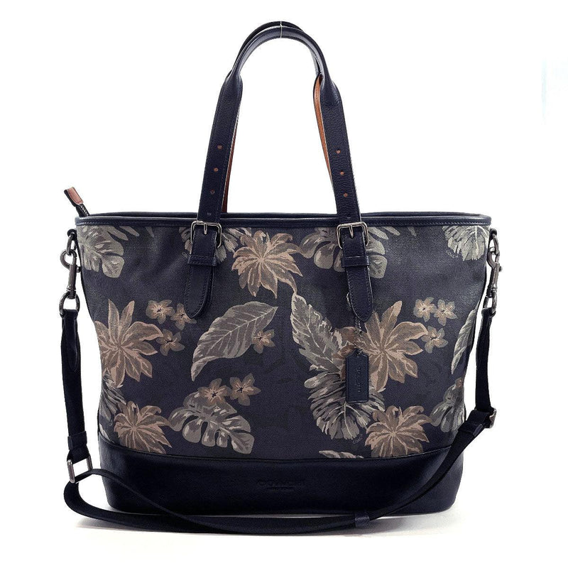 Coach - Flower Canvas Shopping Bag Black