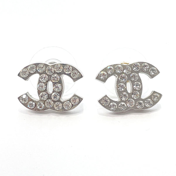 CHANEL earring COCO Mark metal/Rhinestone Silver 06 V Women Used