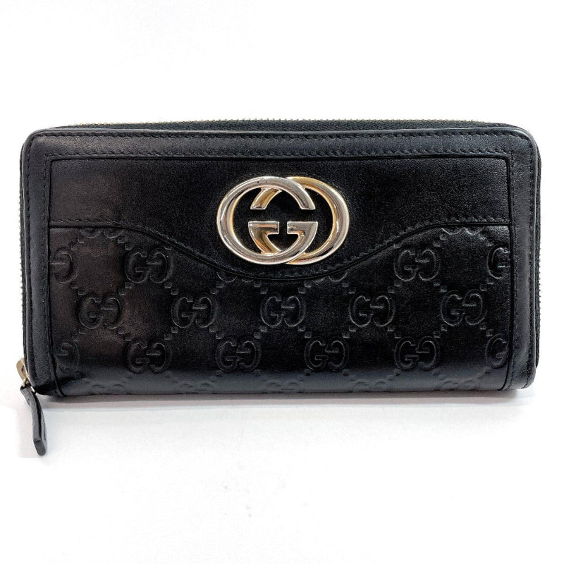 GUCCI purse 308012 Zip Around Sima leather Black Women Used - JP-BRANDS.com