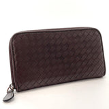 BOTTEGAVENETA purse 114076 Intrecciato Round zip leather Dark brown mens Used - JP-BRANDS.com