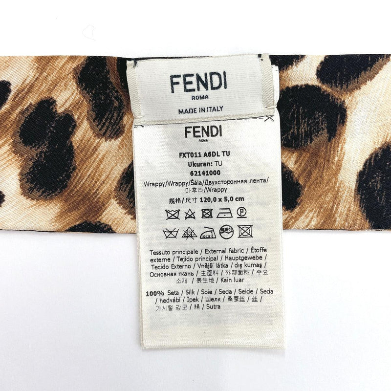 FENDI scarf FXT011A6DLF15SH Rappy FF Splatsh silk Brown Women Used - JP-BRANDS.com