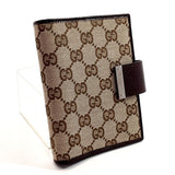 GUCCI Notebook cover 115240 6 hole ring type GG Supreme Canvas/leather Brown unisex Used - JP-BRANDS.com
