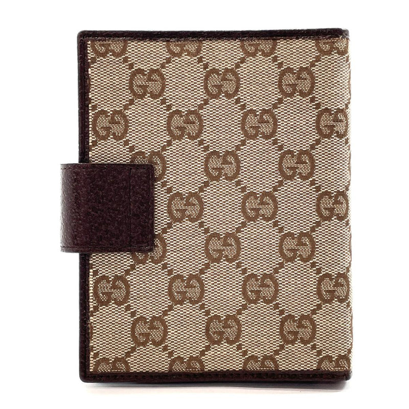 GUCCI Notebook cover 115240 6 hole ring type GG Supreme Canvas/leather Brown unisex Used - JP-BRANDS.com
