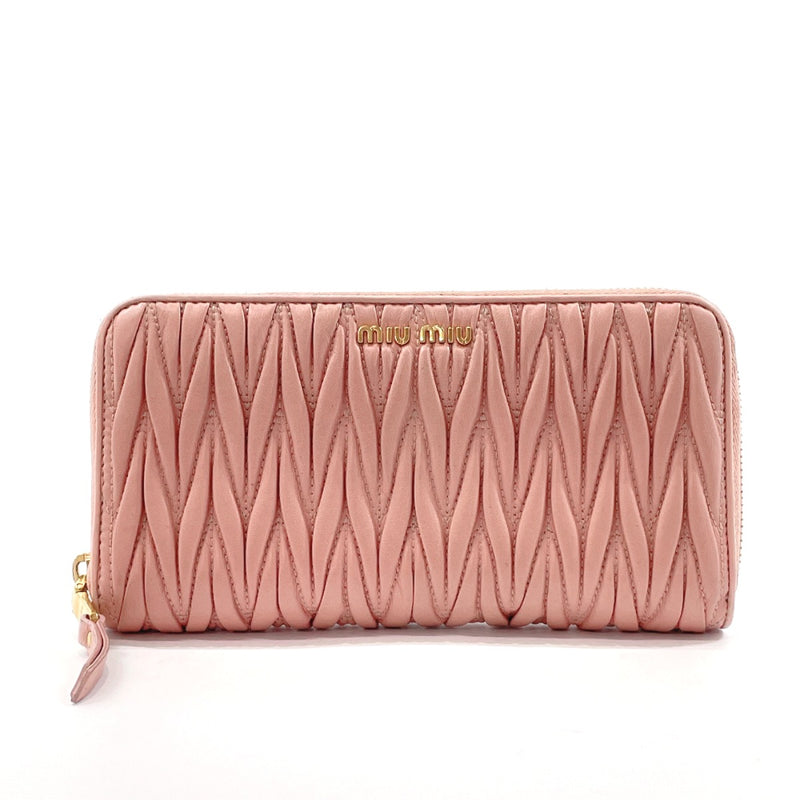 MIUMIU purse Materasse Round zip leather pink Women Used