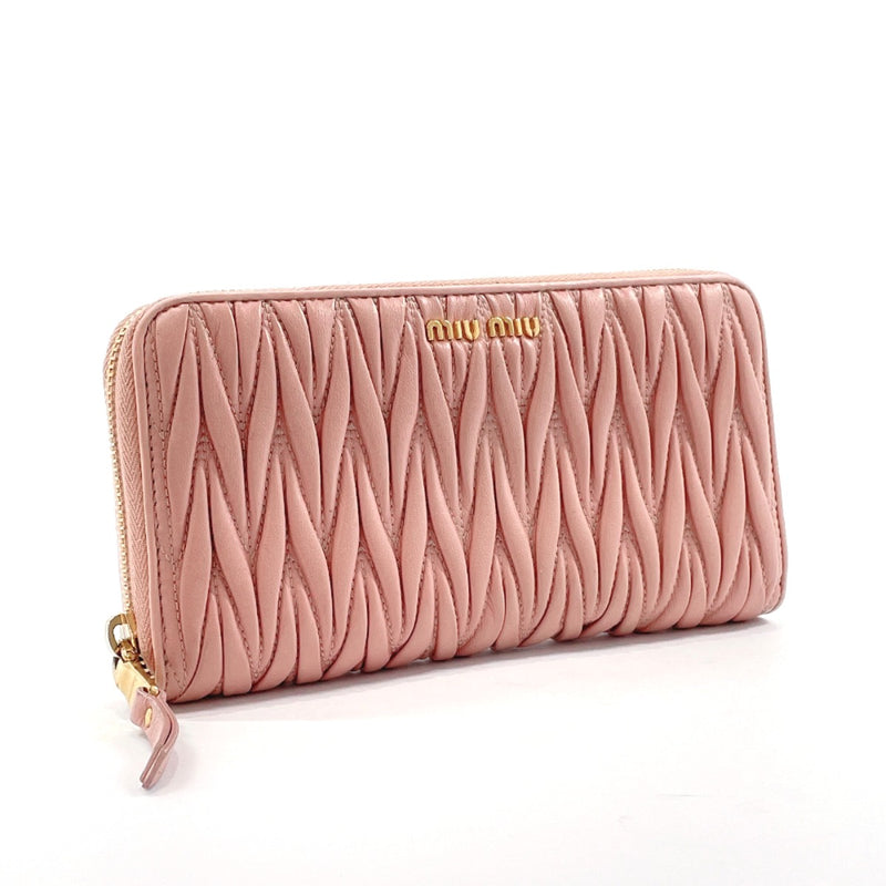 MIUMIU purse Materasse Round zip leather pink Women Used