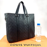 LOUIS VUITTON Tote Bag N41269 Tadao PM Damier Infini Black mens Used