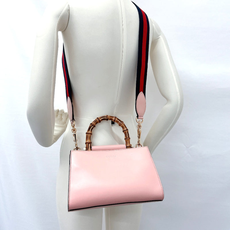 GUCCI Handbag 470271 Nim Fair leather/Bamboo pink Women Used