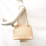 CHANEL Shoulder Bag Chain back lambskin beige Women Used
