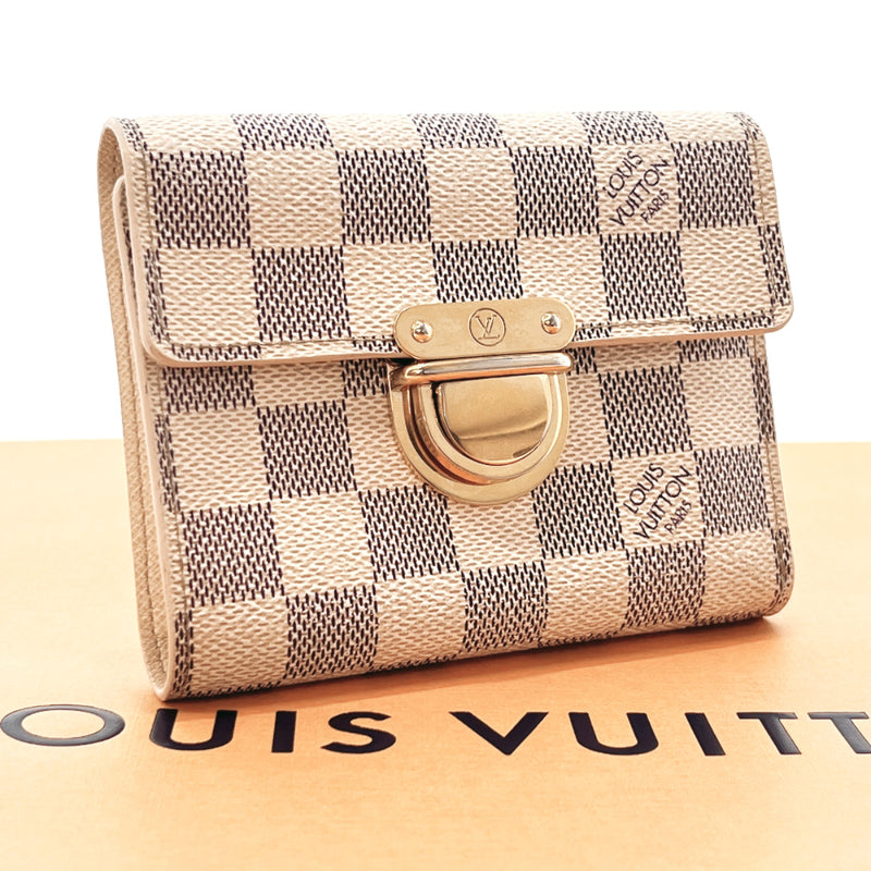 LOUIS VUITTON Louis Vuitton Azur Portefeuille Koala Trifold Wallet N60013  White