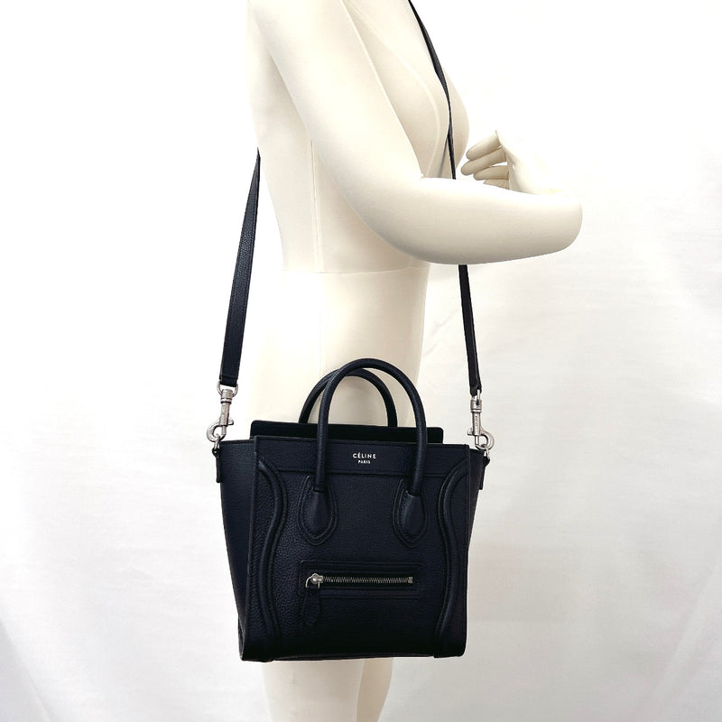 CELINE Handbag Luggage nano leather Black Women Used