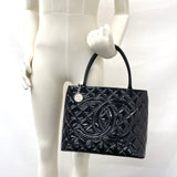 CHANEL Tote Bag Standard Patent leather Black Women Used