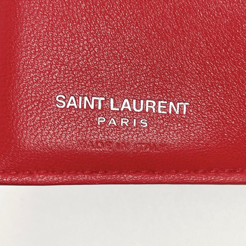 Saint Laurent Monogram Leather Card Holder In Red