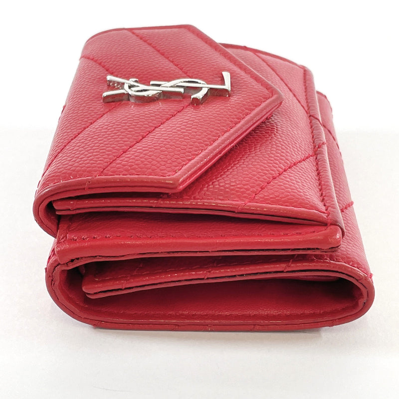 SAINT LAURENT Tri-fold wallet 505118 Compact wallet leather Red Women Used