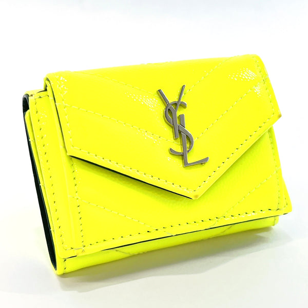 SAINT LAURENT Tri-fold wallet TGN505118 Patent leather yellow Women Used