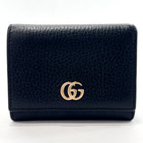 GUCCI Tri-fold wallet 474746 Petit Marmont leather Black Women Used