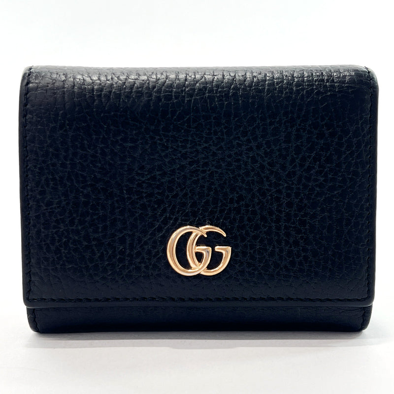 GUCCI Tri-fold wallet 474746 Petit Marmont leather Black Women Used