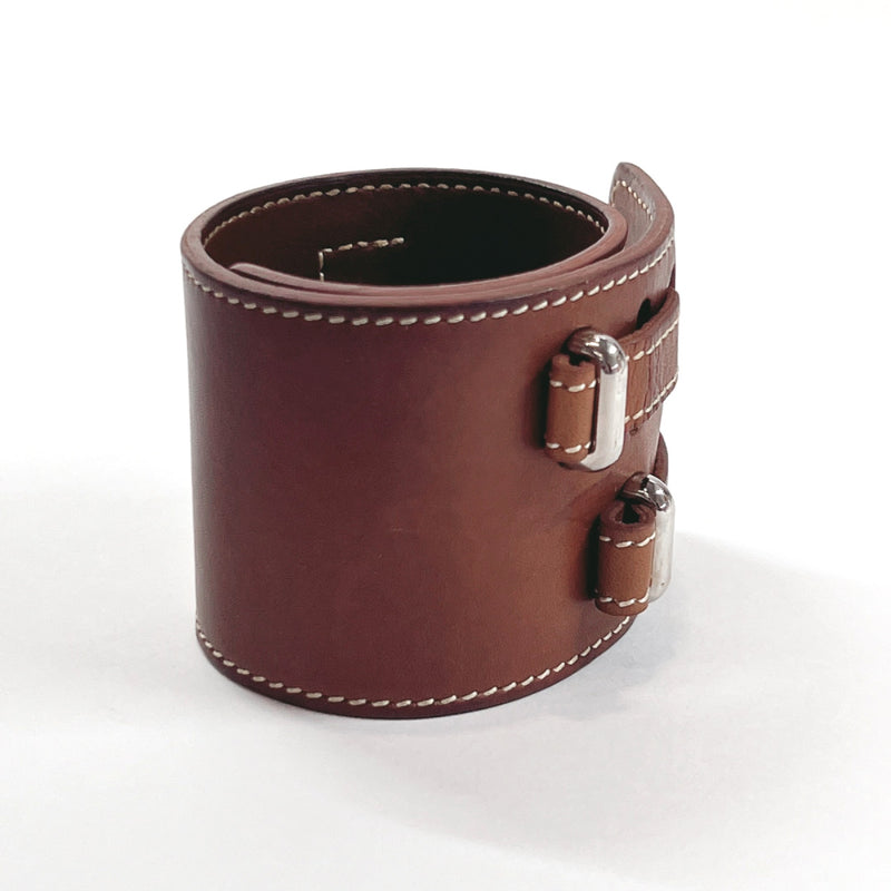 HERMES Bangle leather Brown □F Women Used