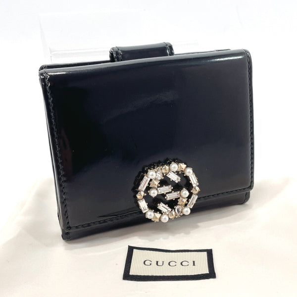 GUCCI wallet 369688  GG Sparkling Patent leather Black Women Used