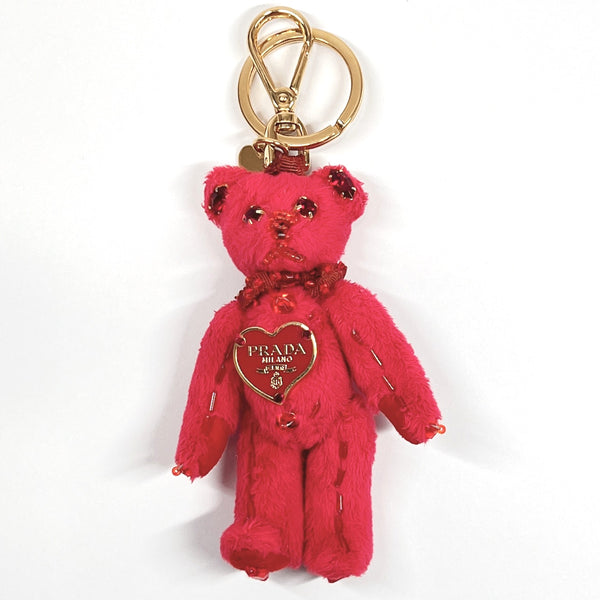 PRADA key ring 1AR976 Key ring bear acrylic/polyester Red Women Used