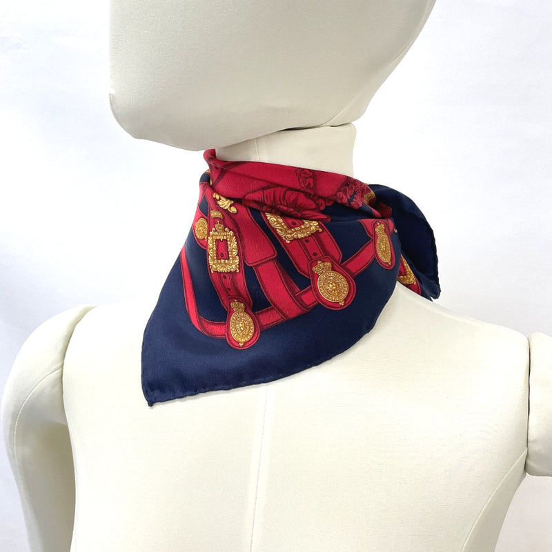 GUCCI scarf silk Navy Women Used