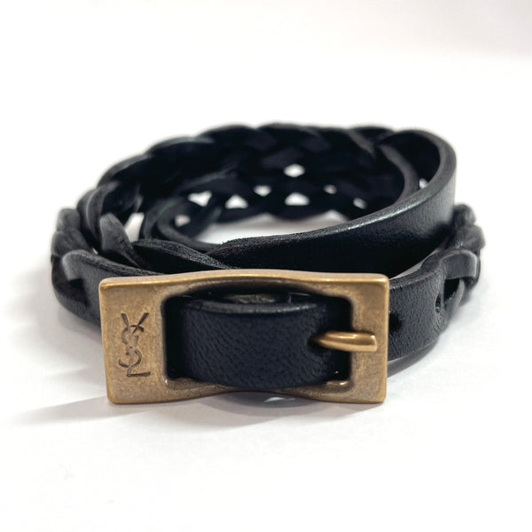 YVES SAINT LAURENT bracelet leather Black unisex Used