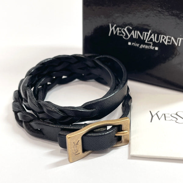 YVES SAINT LAURENT bracelet leather Black unisex Used