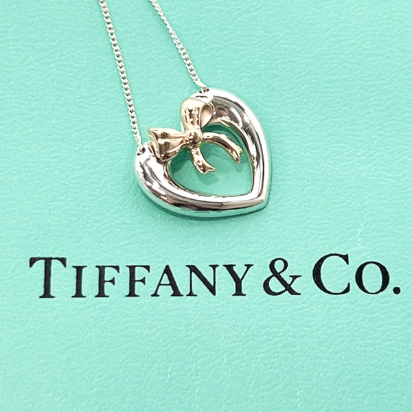 TIFFANY&Co. Necklace Heart ribbon Silver925/K18 Gold Silver Silver Women Used
