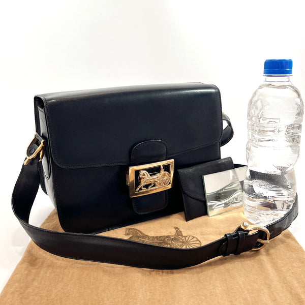 CELINE Shoulder Bag Carriage hardware vintage leather Black Women Used
