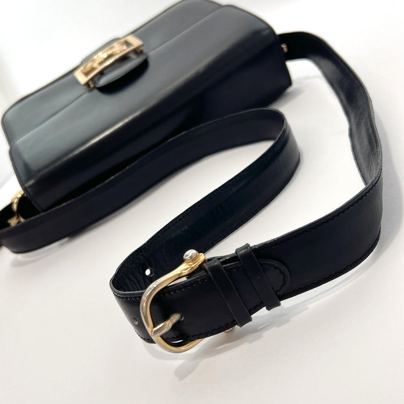 CELINE Shoulder Bag Carriage hardware vintage leather Navy Women Used –