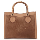 GUCCI Handbag Bamboo Suede/leather Brown Women Used